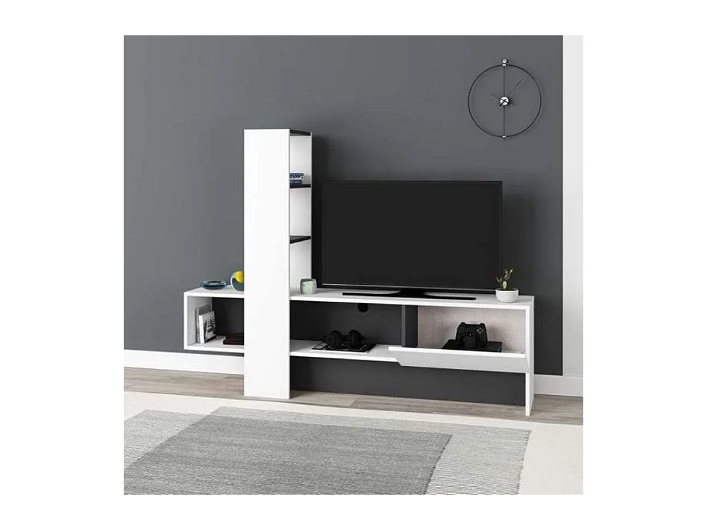 Mobile porta Tv Troya con anta a ribalta 180 cm colore bianco antracite