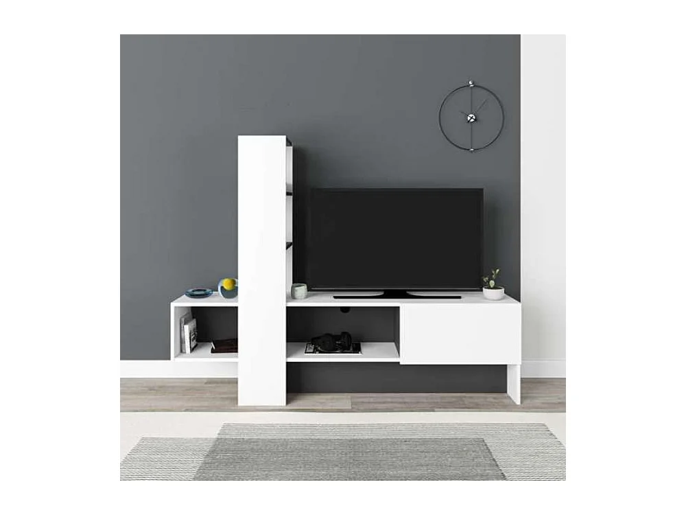 Mobile porta Tv Troya con anta a ribalta 180 cm colore bianco antracite