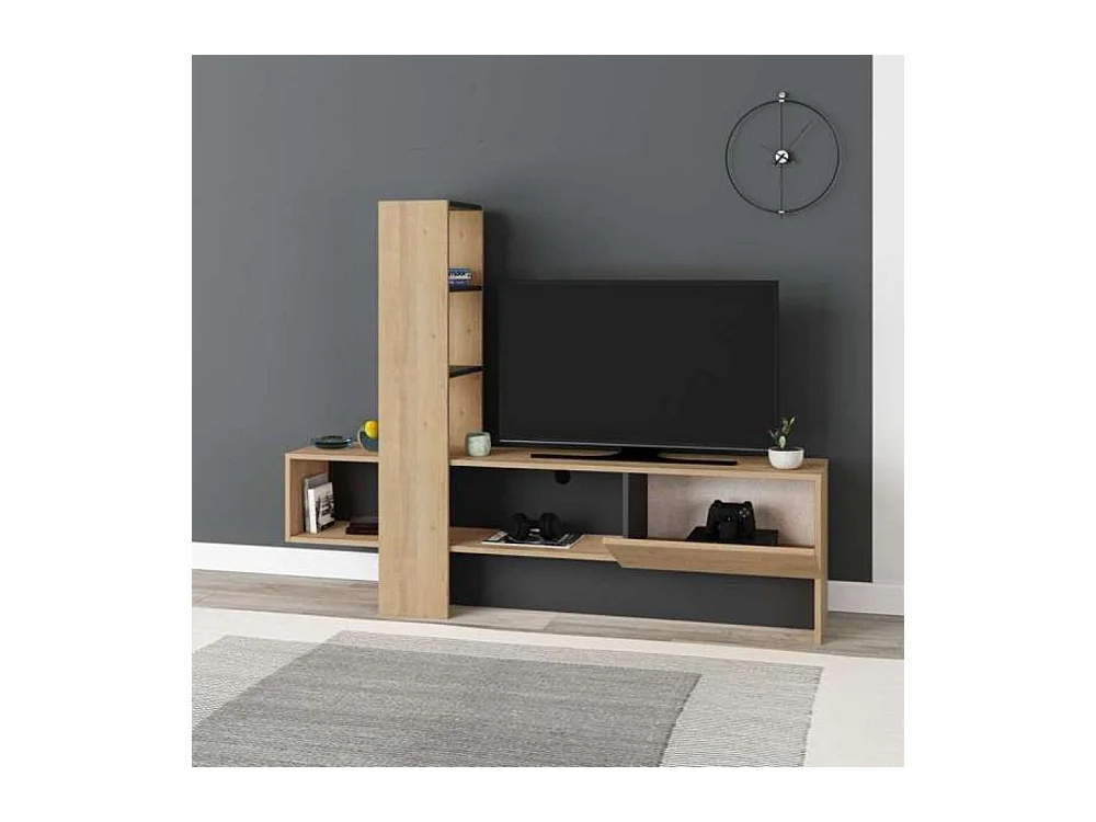 Mobile porta Tv Troya con anta a ribalta 180 cm colore rovere antracite