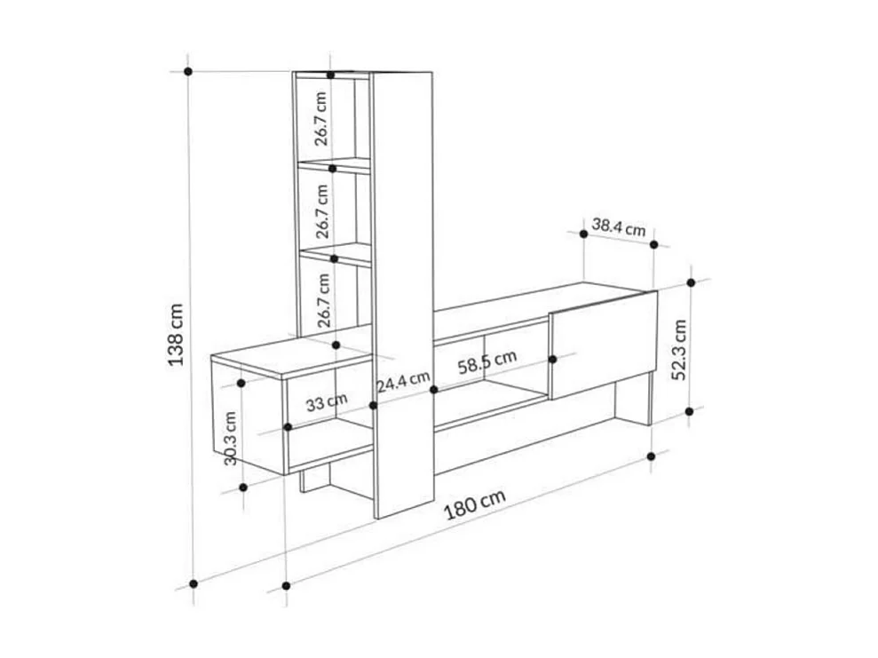 Mobile porta Tv Troya con anta a ribalta 180 cm colore rovere antracite