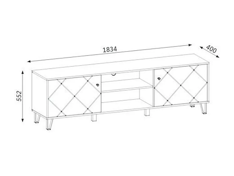 Mobile porta Tv 2 ante e vano a giorno Bollo2 183,4x40x55,5H colore rovere bianco