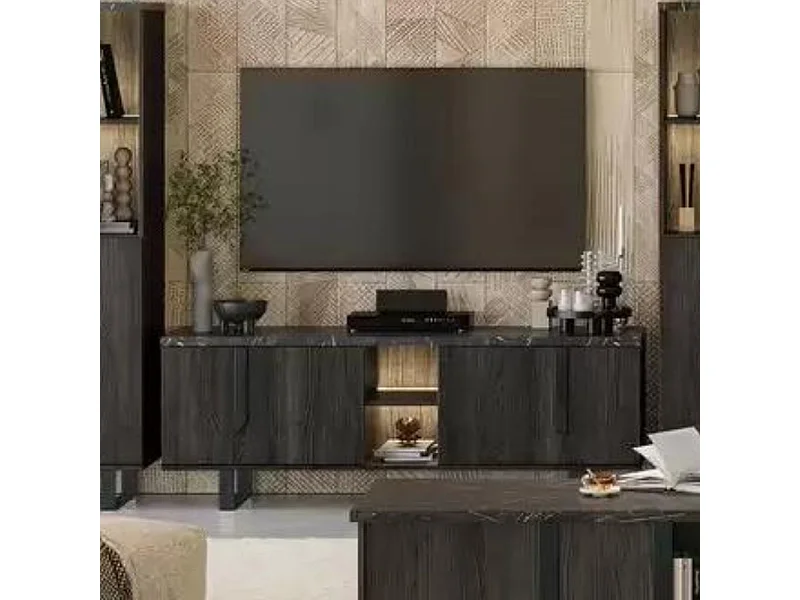 Mobile porta Tv 4 ante Zaira 165x49x60h palissandro nero
