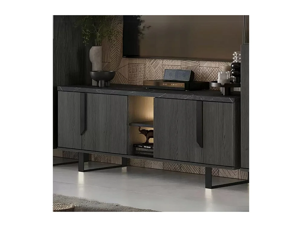 Mobile porta Tv 4 ante Zaira 165x49x60h palissandro nero