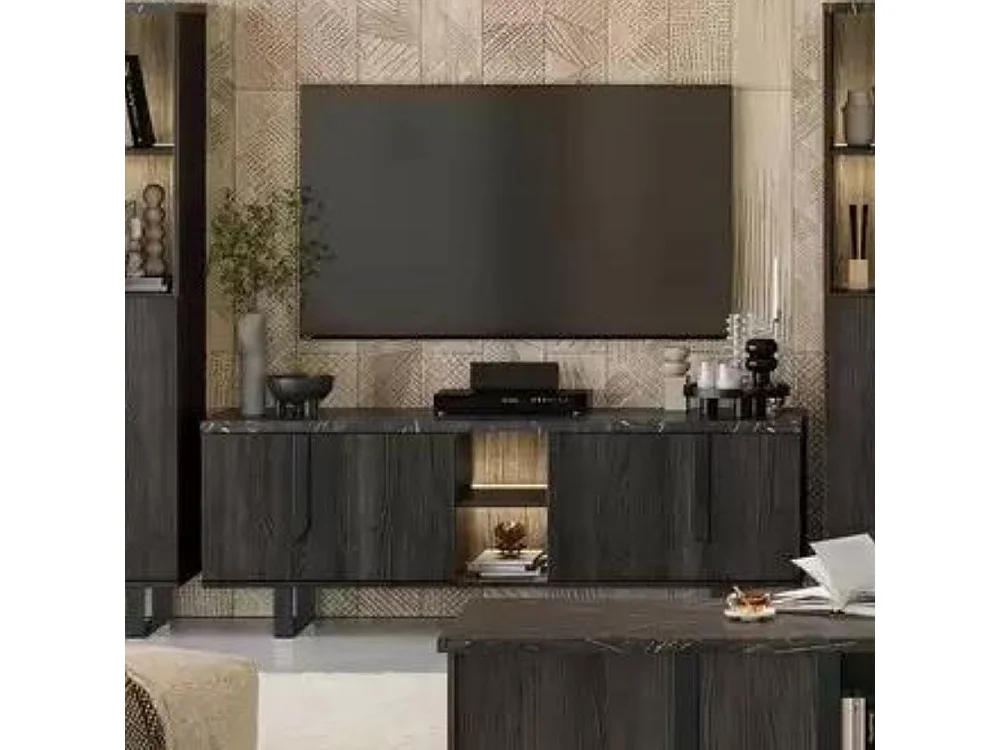 Mobile porta Tv 4 ante Zaira 165x49x60h palissandro nero