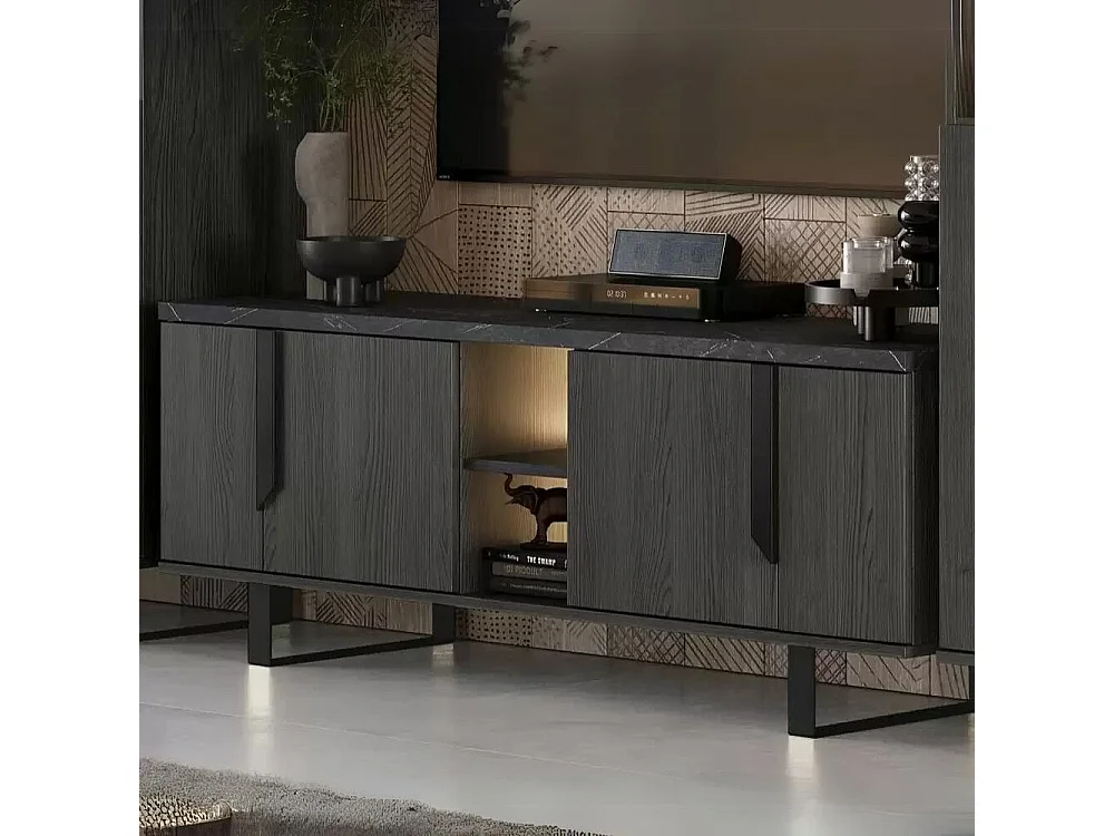 Mobile porta Tv 4 ante Zaira 165x49x60h palissandro nero