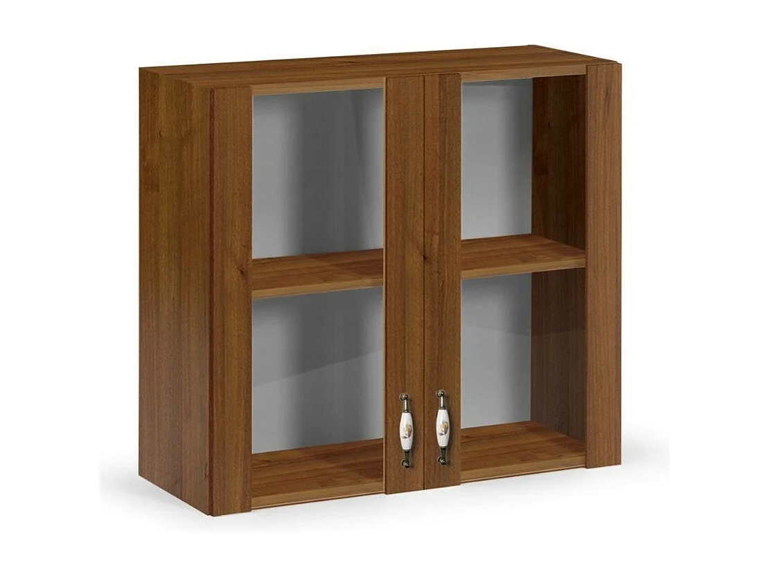 Vetrina pensile per cucina doppia anta 80 cm colore noce antico