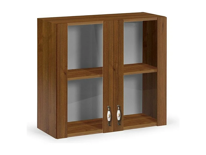 Vetrina pensile per cucina doppia anta 80 cm colore noce antico