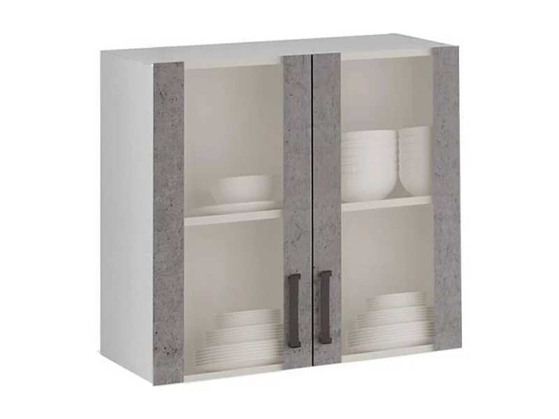 Vetrina pensile per cucina doppia anta 80 cm colore cemento