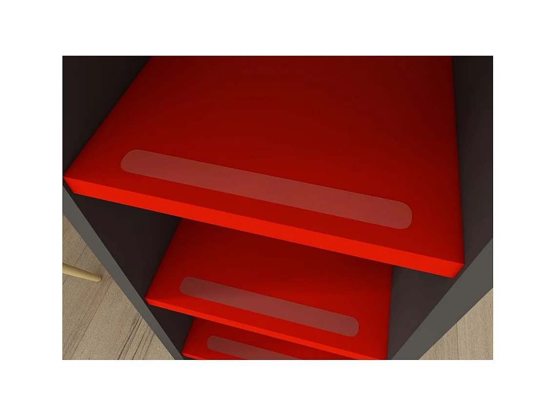 Letto a soppalco con postazione gamer colore antracite rosso 5000