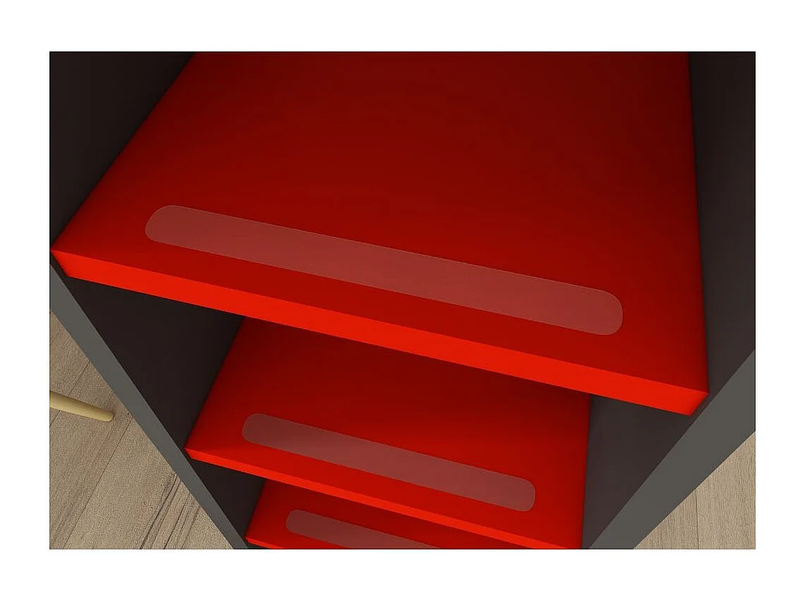 Letto a soppalco con postazione gamer colore antracite rosso 5000