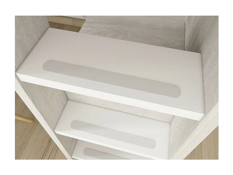Letto a soppalco bianco consumato e bianco con scrivania 2278