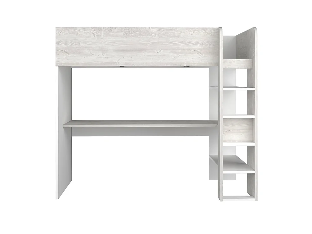 Letto a soppalco bianco consumato e bianco con scrivania 2278