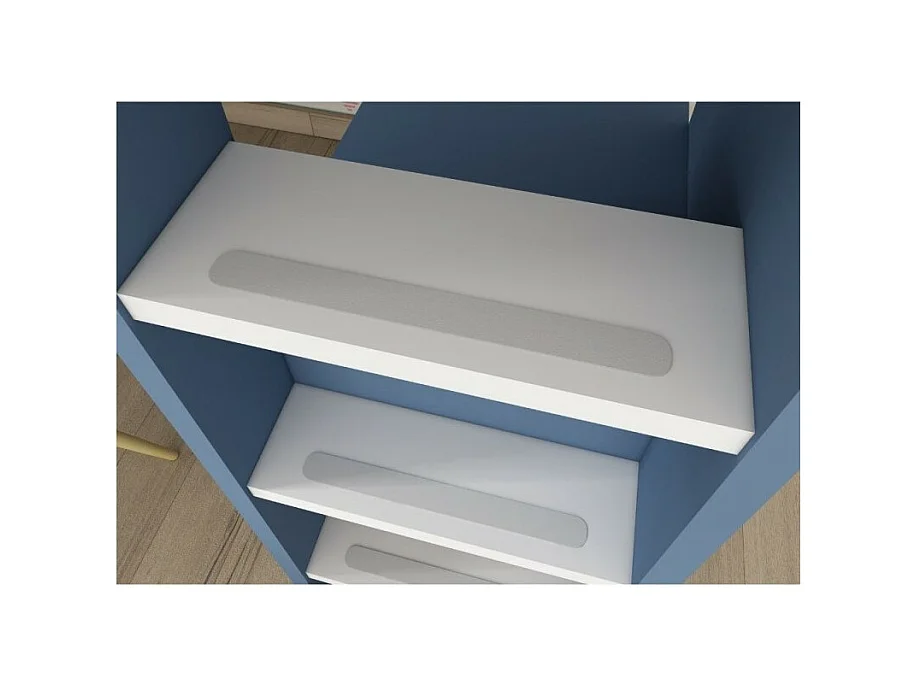 Letto a soppalco azzurro e bianco con scrivania 2276