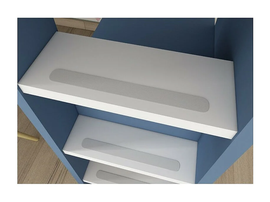 Letto a soppalco azzurro e bianco con scrivania 2276