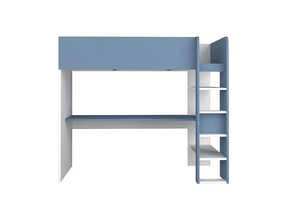 Letto a soppalco azzurro e bianco con scrivania 2276