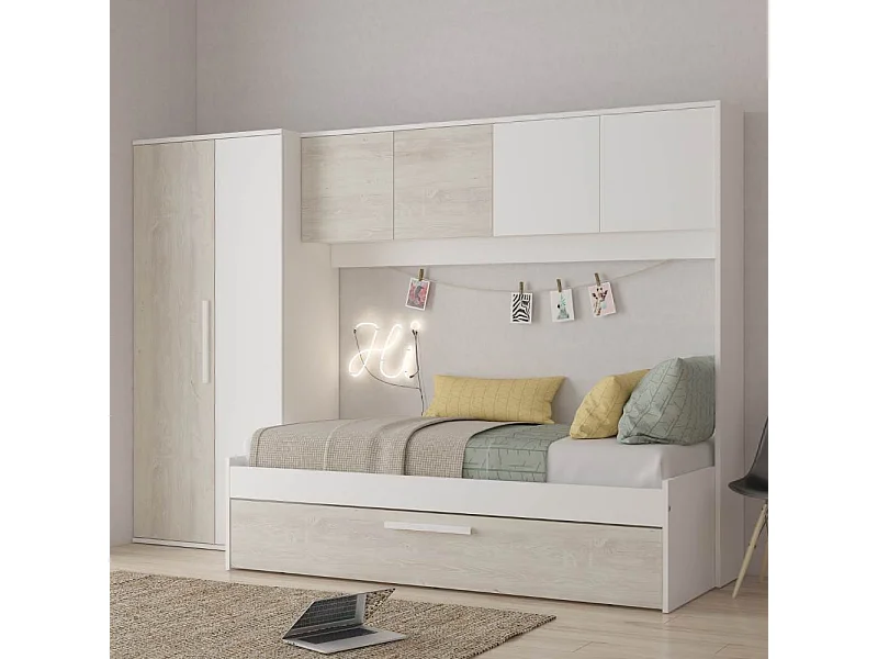 Cameretta a ponte con letto estraibile bianco e bianco consumato 6006 reversibile
