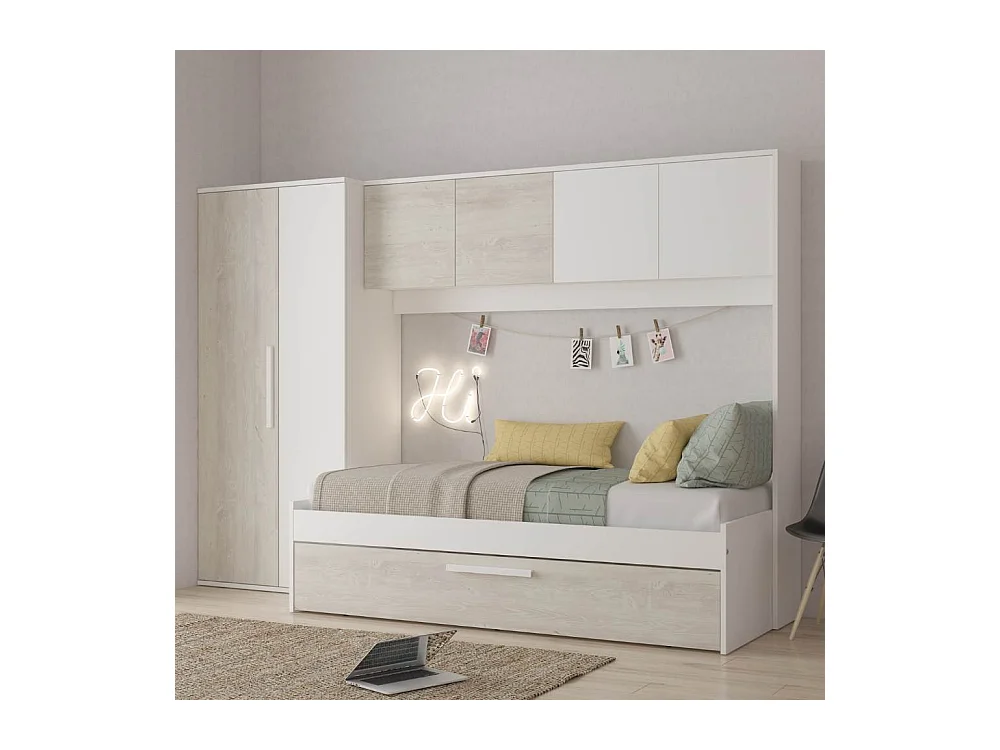 Cameretta a ponte con letto estraibile bianco e bianco consumato 6006 reversibile