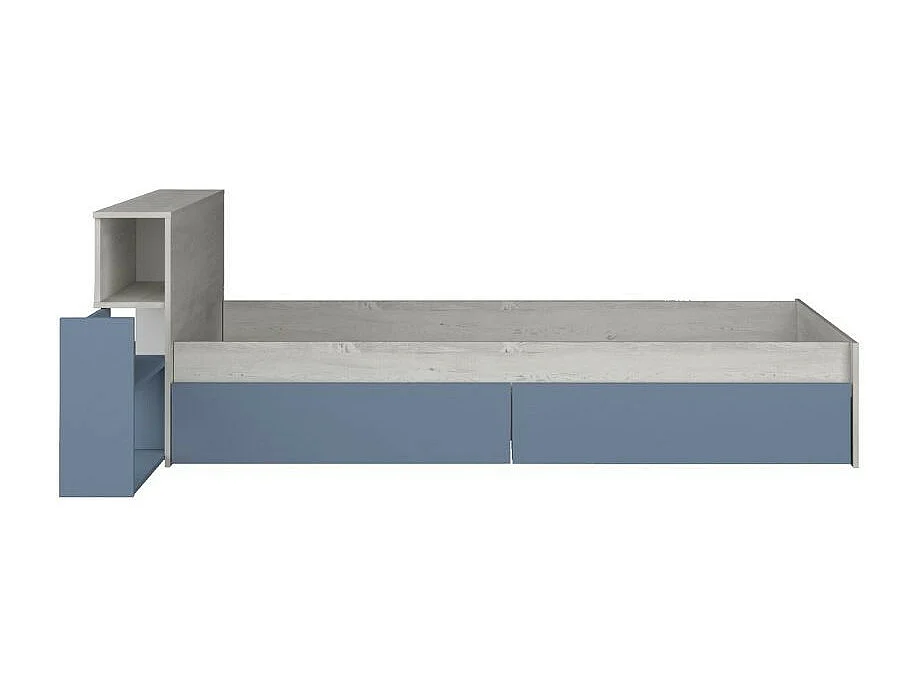 Letto con comodino estraibile 1660 colore bianco celeste