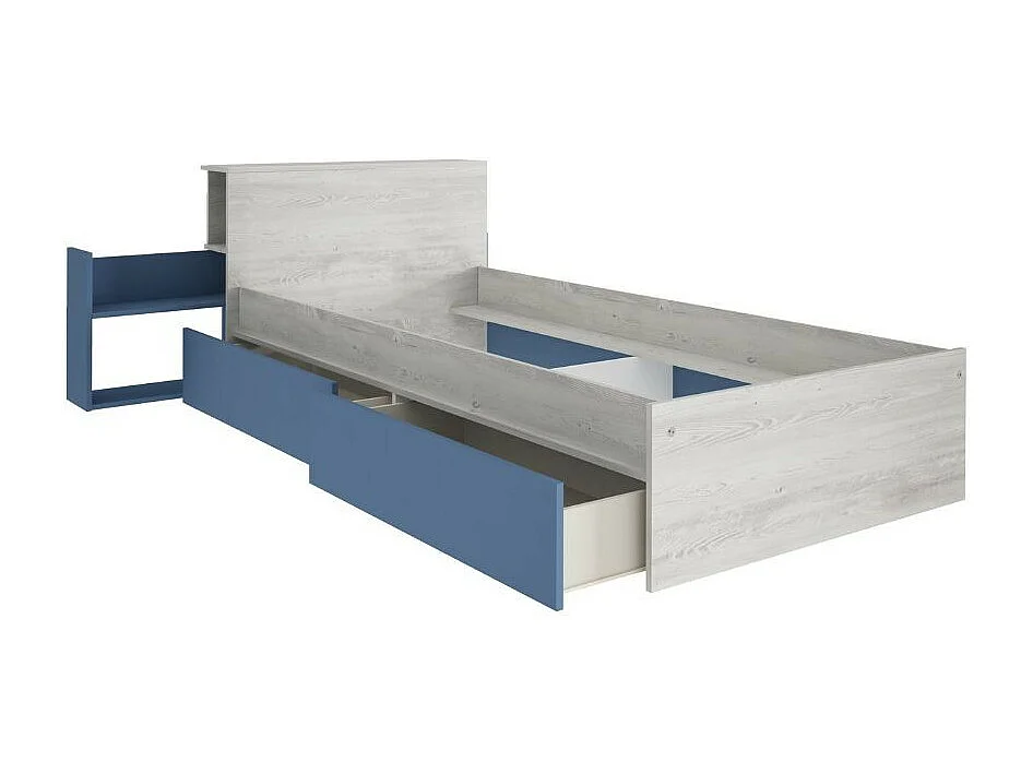 Letto con comodino estraibile 1660 colore bianco celeste