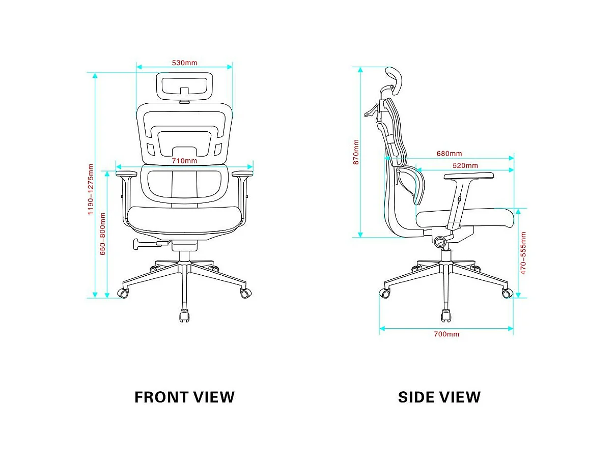 Poltrona ufficio Pumo colore nero con schienale in rete alta elasticità e poggiatesta regolabile