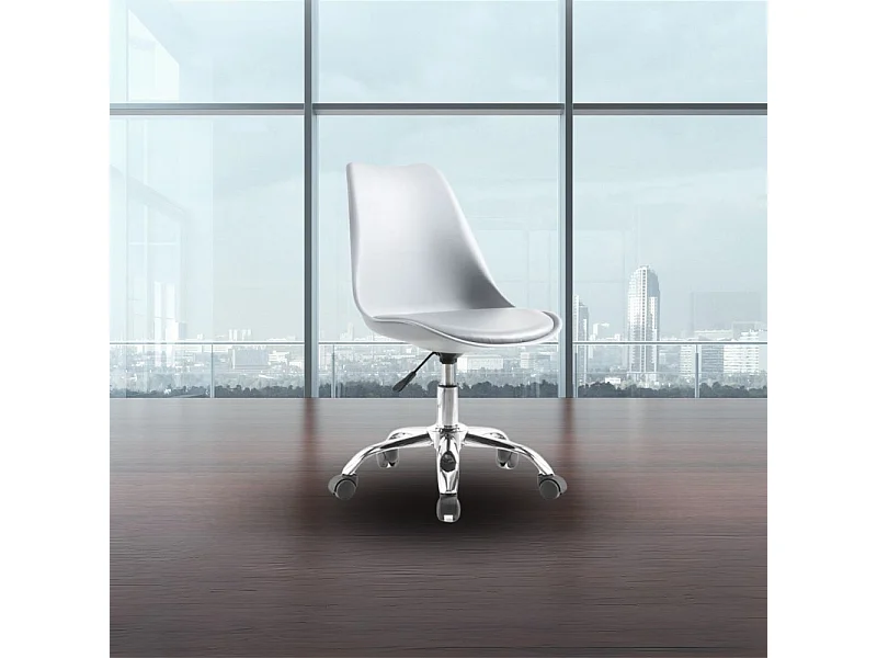 Sedia da ufficio bianca LC719 seduta ergonomica e ruote