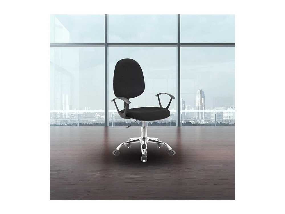 Poltrona da ufficio con ruote CR131 in tessuto nero e base cromata