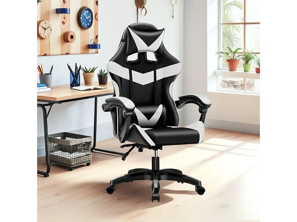 Poltrona Gaming colore nero bianco PVC – Comfort e Design