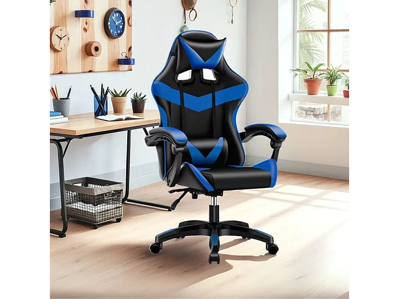 Poltrona Gaming colore nero blu PVC – Comfort e Design