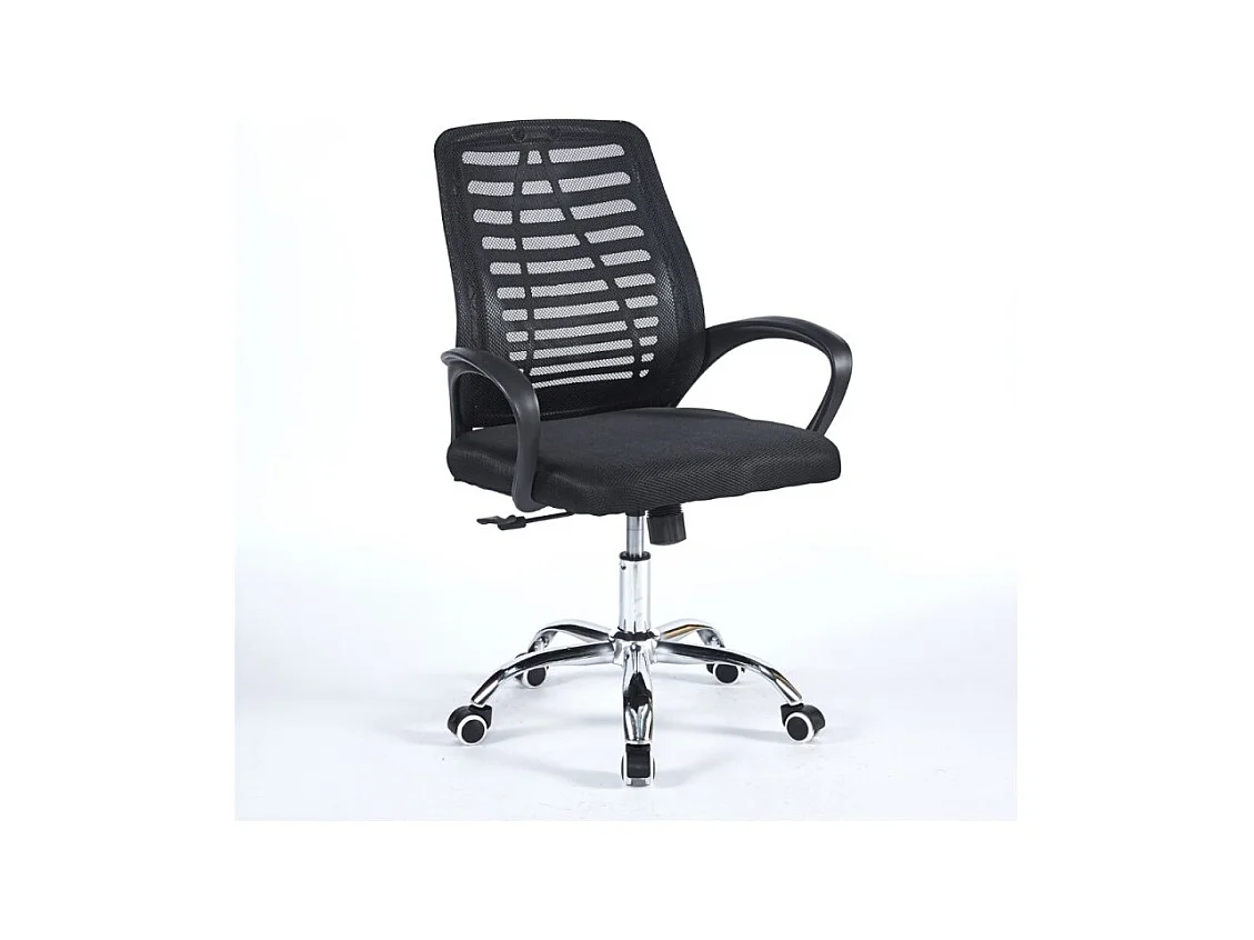 Poltrona operativa per ufficio nera con base cromata NewBisk
