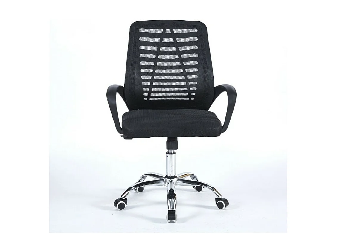 Poltrona operativa per ufficio nera con base cromata NewBisk