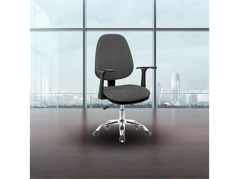 Poltrona da ufficio CR415 tessuto grigio base cromata con ruote