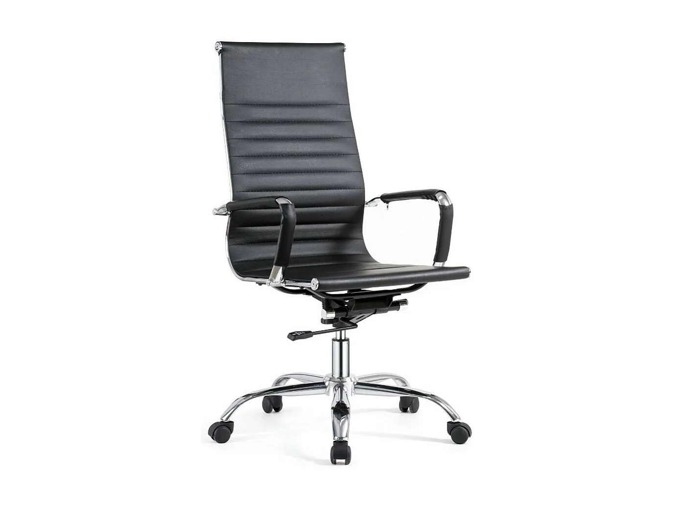 Poltrona ufficio in PVC nero con base cromata CR552H – Eleganza dirigenziale e Comfort dinamico