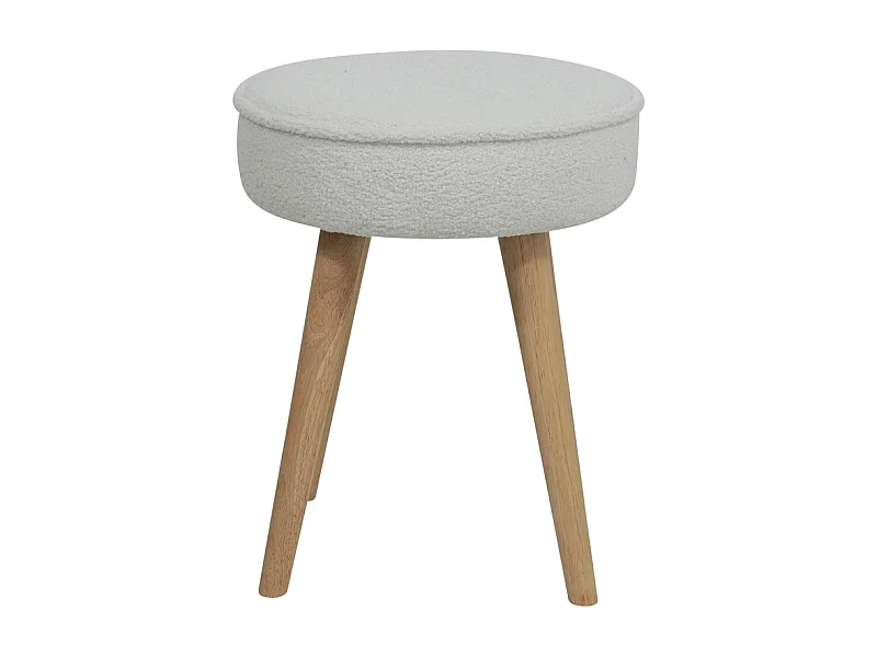 Tabouret tissu effet laine bouclette écru Popy