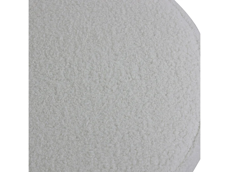 Tabouret tissu effet laine bouclette écru Popy