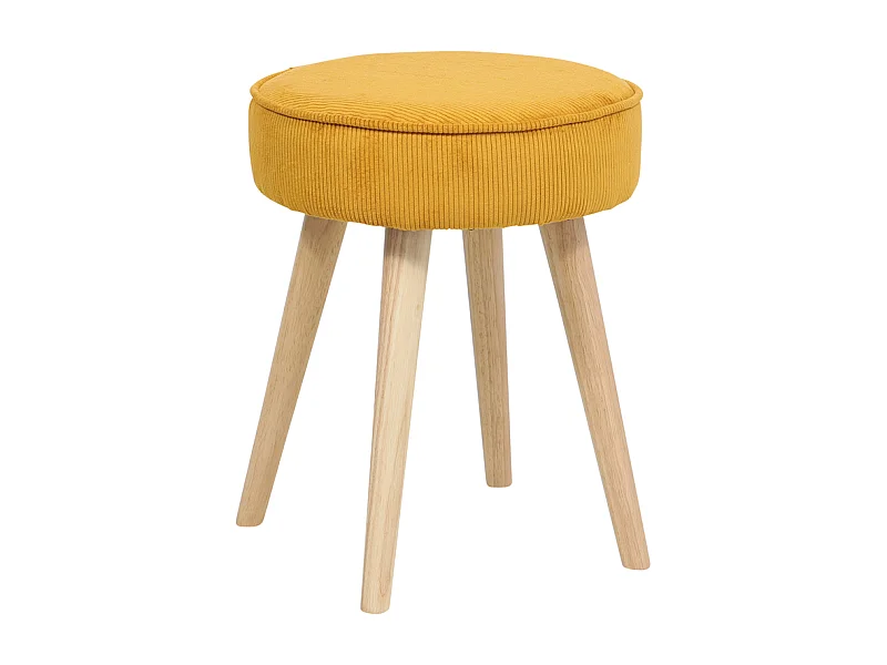 Tabouret velours côtelé abricot Popy