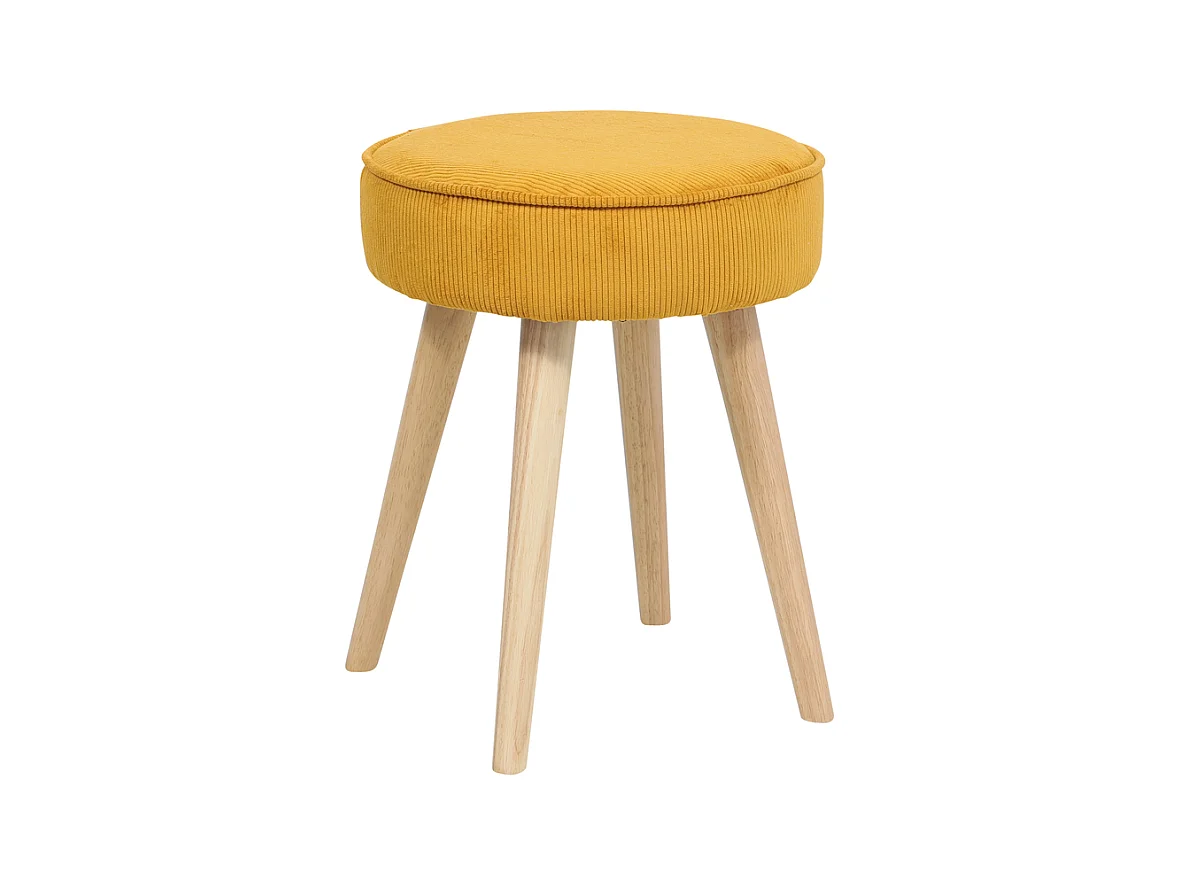 Tabouret velours côtelé abricot Popy