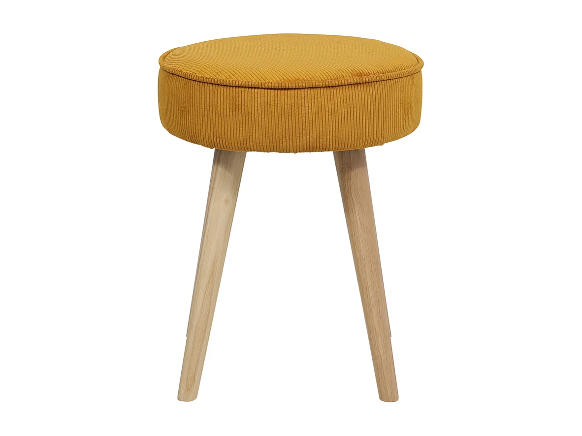 Tabouret velours côtelé abricot Popy