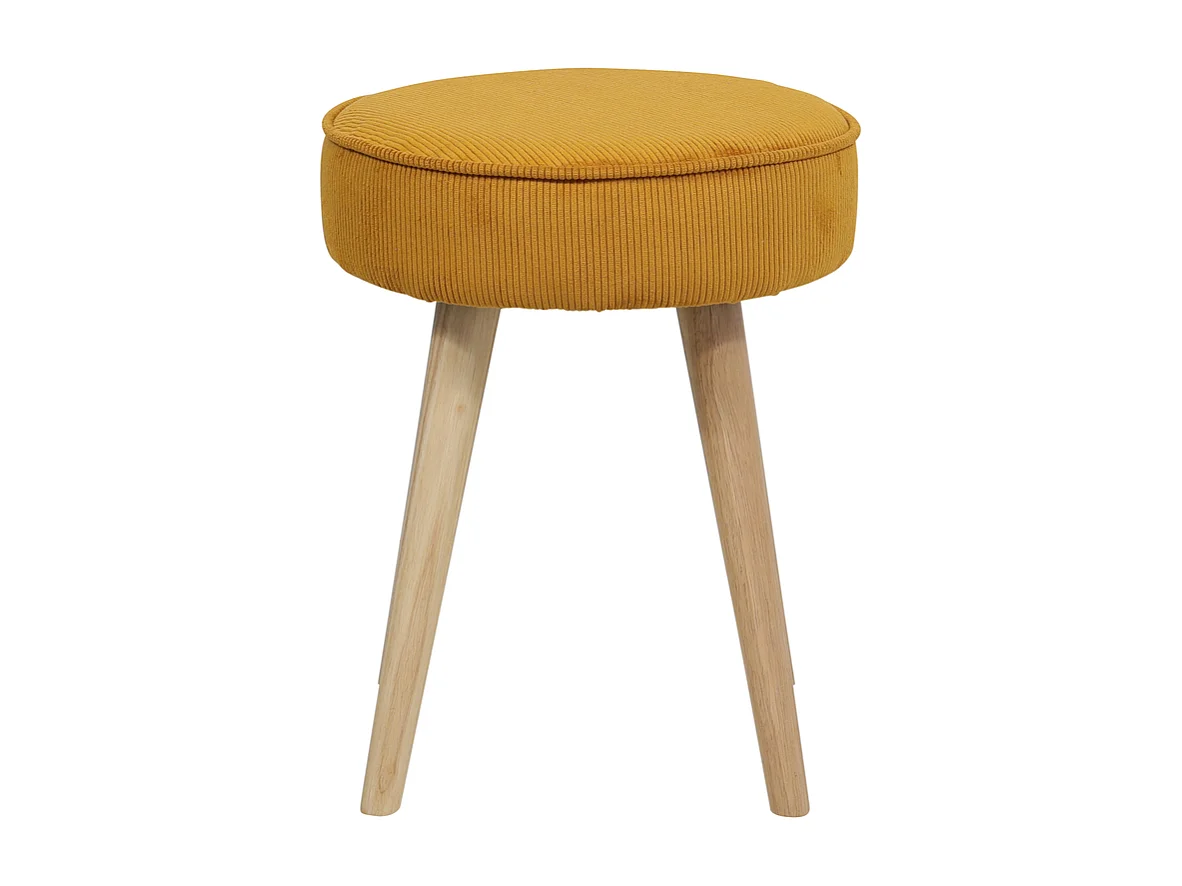 Tabouret velours côtelé abricot Popy