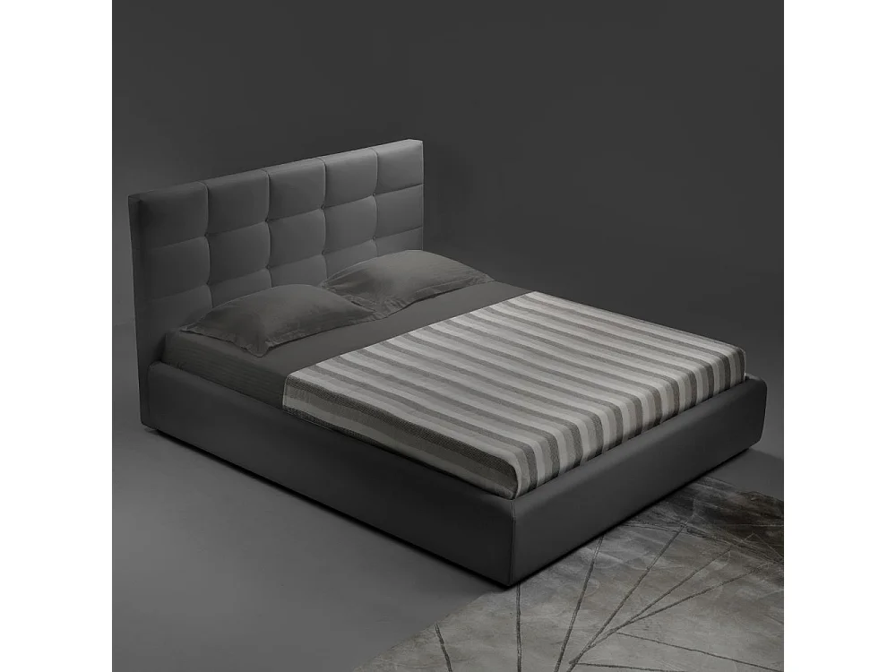 Camera da letto Tania grigio e talco armadio scorrevole con specchi e letto contenitore Napoli