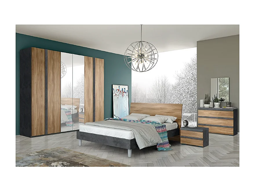 Camera da letto noce dark e antracite Borghese
