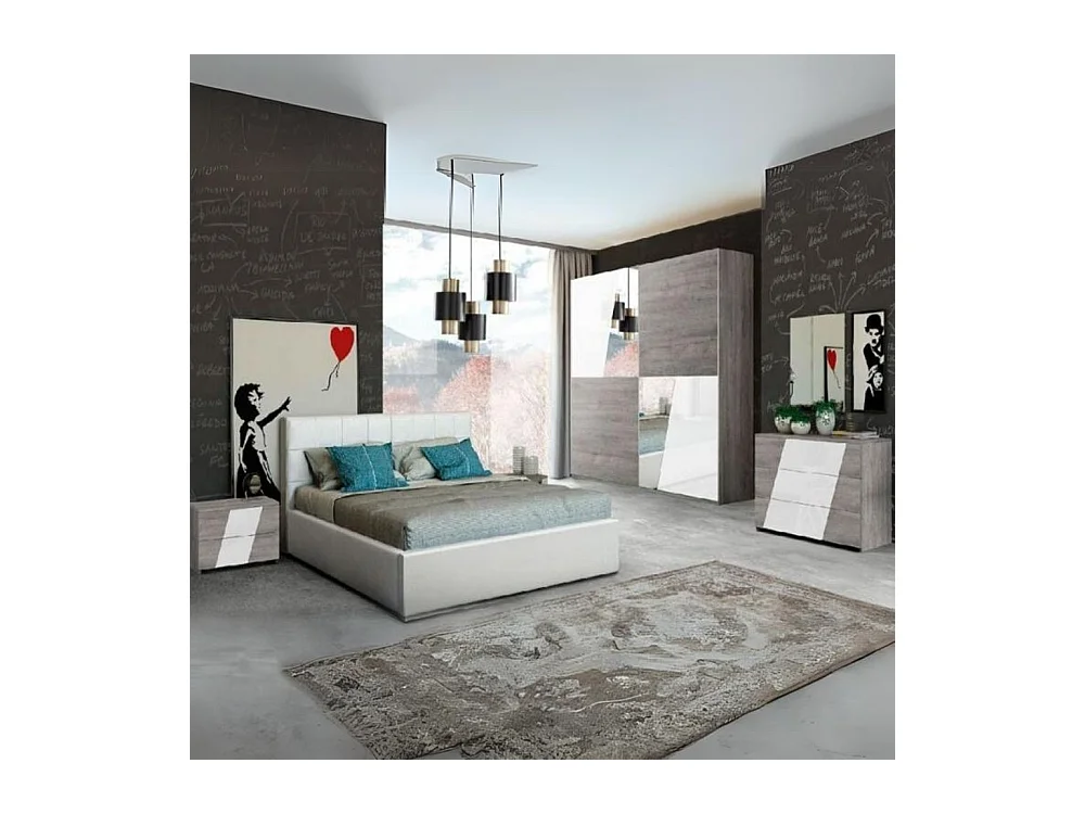 Camera da letto grigio e bianco laccato lucido Mania