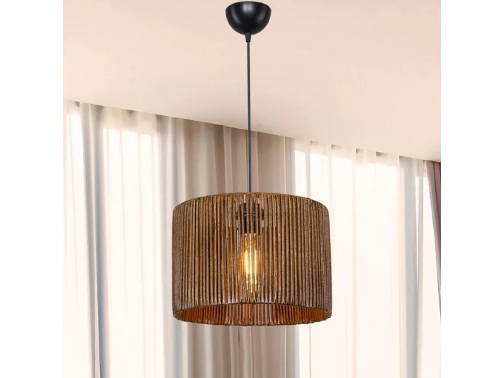 Lampada a sospensione in carta stile rustico Roya ASZ1700 colore marrone