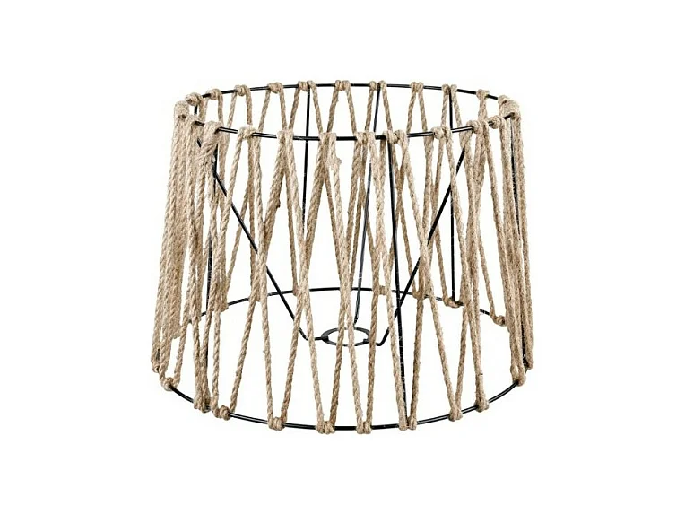 Lampada da terra treppiede nero con paralume in iuta DECONE1188