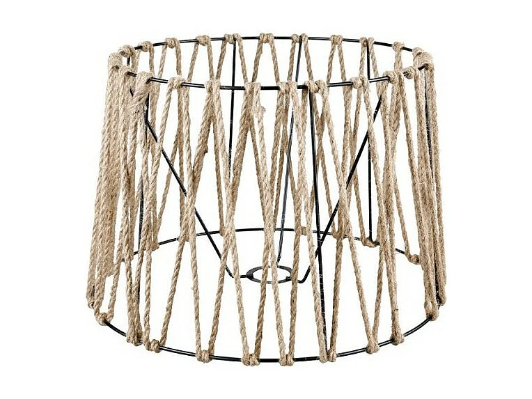 Lampada da terra treppiede nero con paralume in iuta DECONE1188