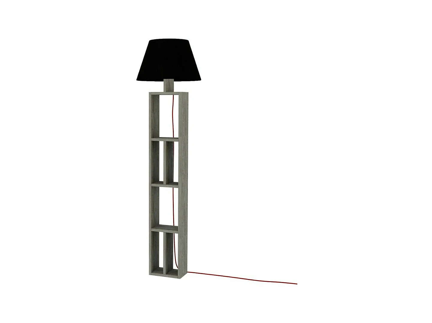Lampada da terra in legno con libreria Giorno 45x163,5 colore dark coffee