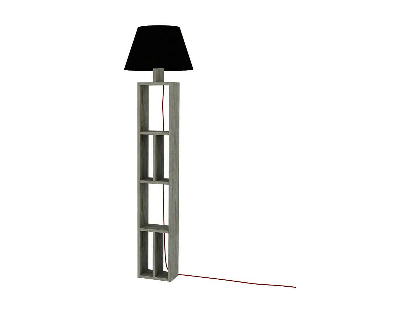 Lampada da terra in legno con libreria Giorno 45x163,5 colore dark coffee