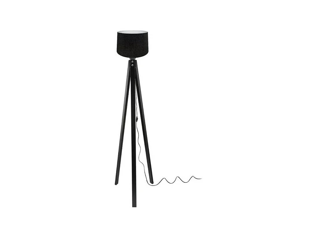 Lampada da terra treppiede nero con paralume nero tessuto DECONE3566