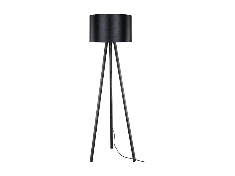 Lampada da terra treppiede e paralume tessuto nero Piko MDL5134