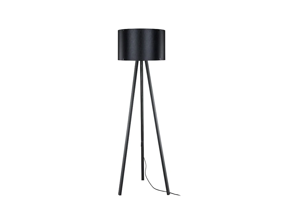 Lampada da terra treppiede e paralume tessuto nero Piko MDL5134