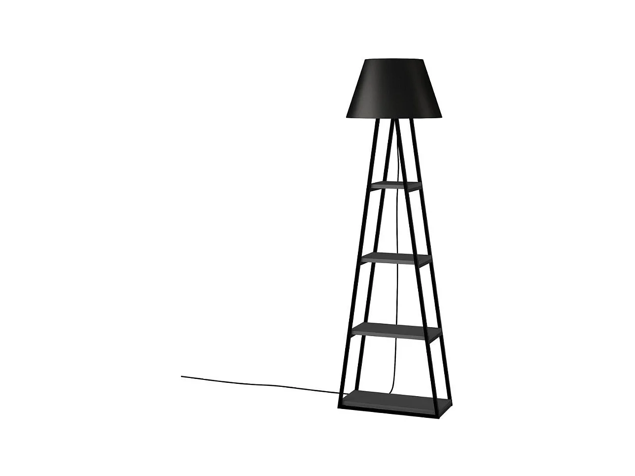 Lampada da terra in metallo nero con mensole antracite Pal 50x165